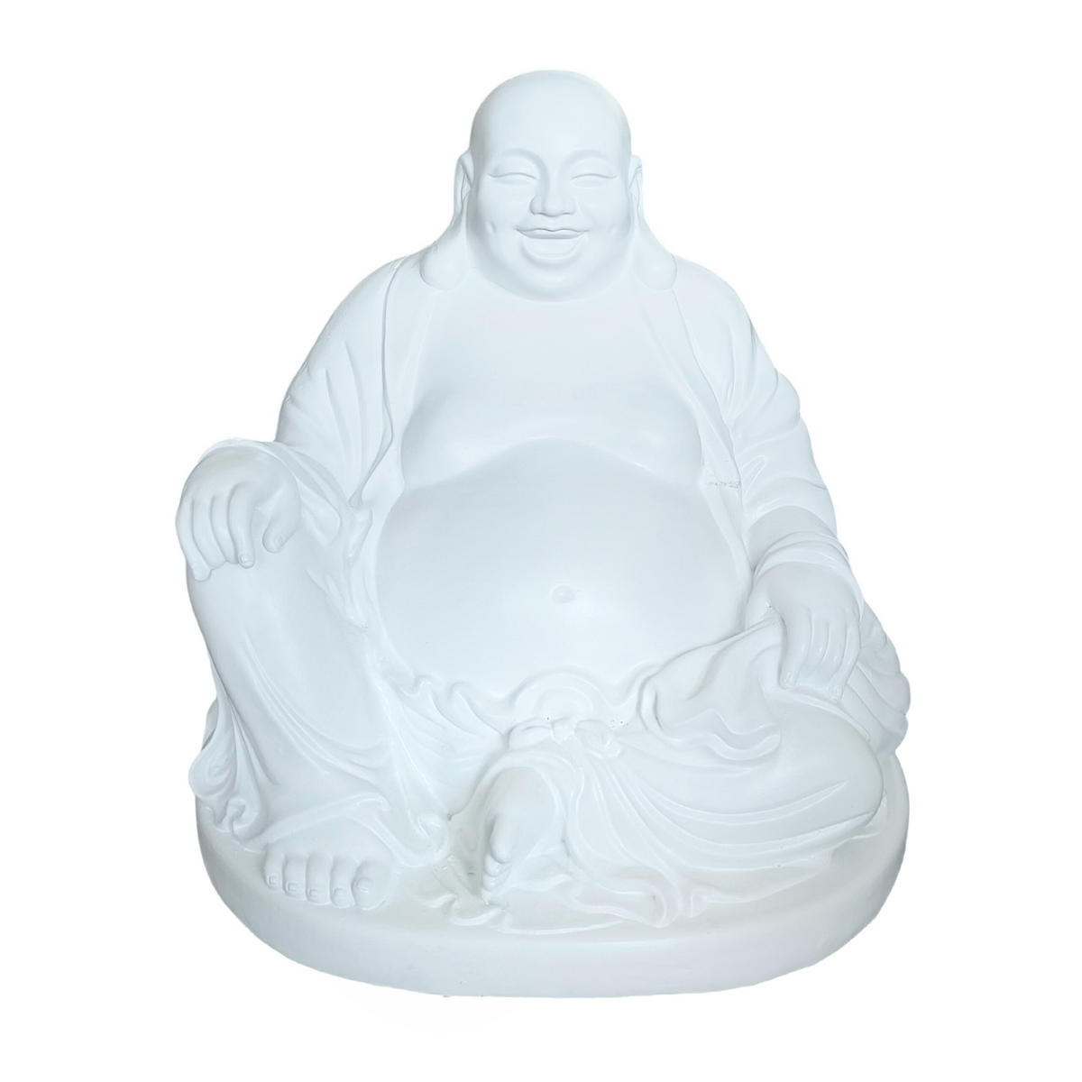 BUDDHA Figur - Weiß, Kunststoff (43/45/43cm) - Relaxdays
