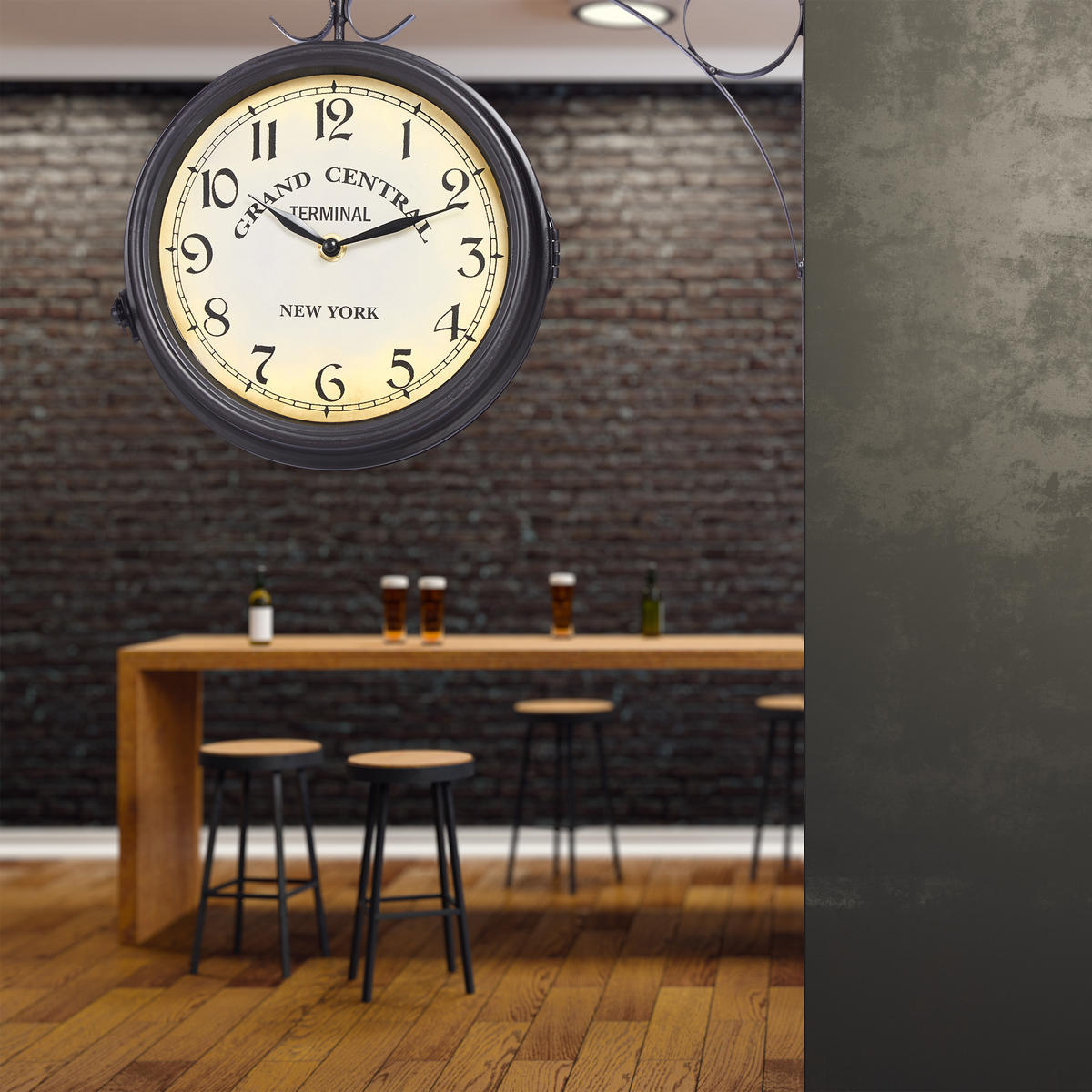 BAHNHOFSUHR - Schwarz, Glas/Metall (35/35/10cm) - Relaxdays