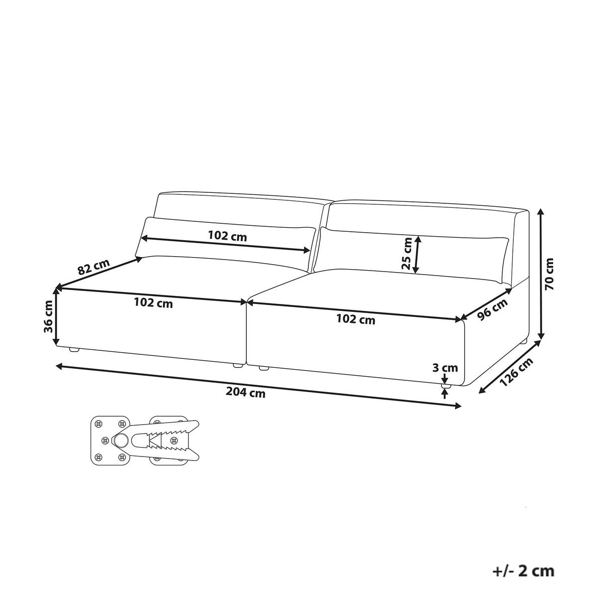 2-SITZER-SOFA Bouclé cremeweiß ohne Armlehnen Hellnar - Weiß, Textil (204/70/126cm) - Beliani