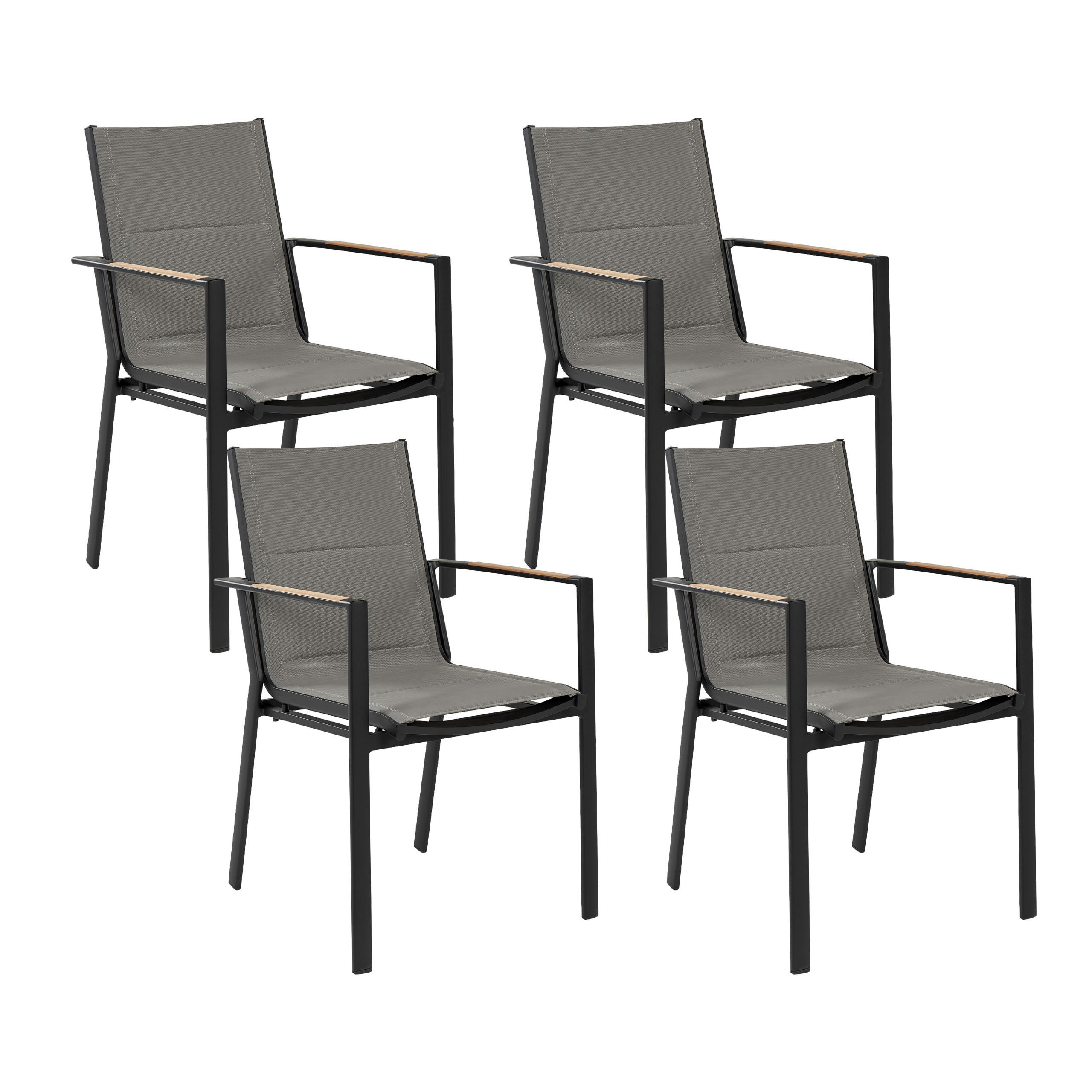 GARTENSTUHL 4er-Set Aluminium schwarz Busseto - Schwarz, Metall (56/90/64cm) - Beliani