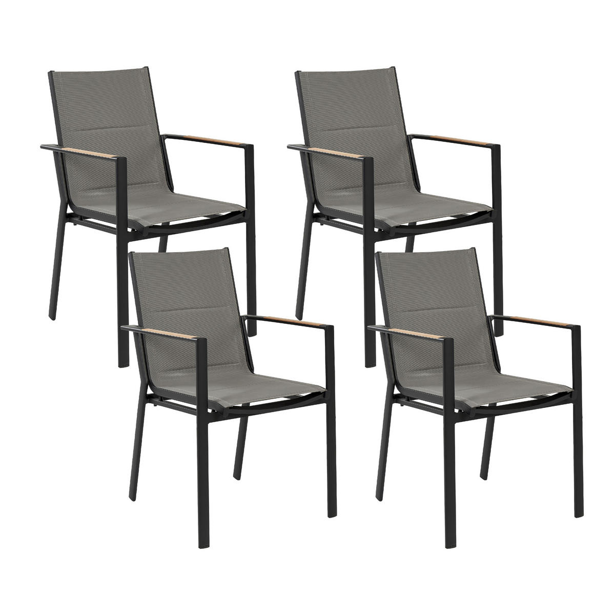 GARTENSTUHL 4er-Set Aluminium schwarz Busseto - Schwarz, Metall (56/90/64cm) - Beliani