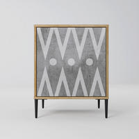 SIDEBOARD SHARP EDGES, Eichefarben, 57,5x42x72,5 cm, Schwarze Metallfüße - Eichefarben/Multicolor, Holzwerkstoff/Metall (57.5/72.5/42cm) - SpaceRebels