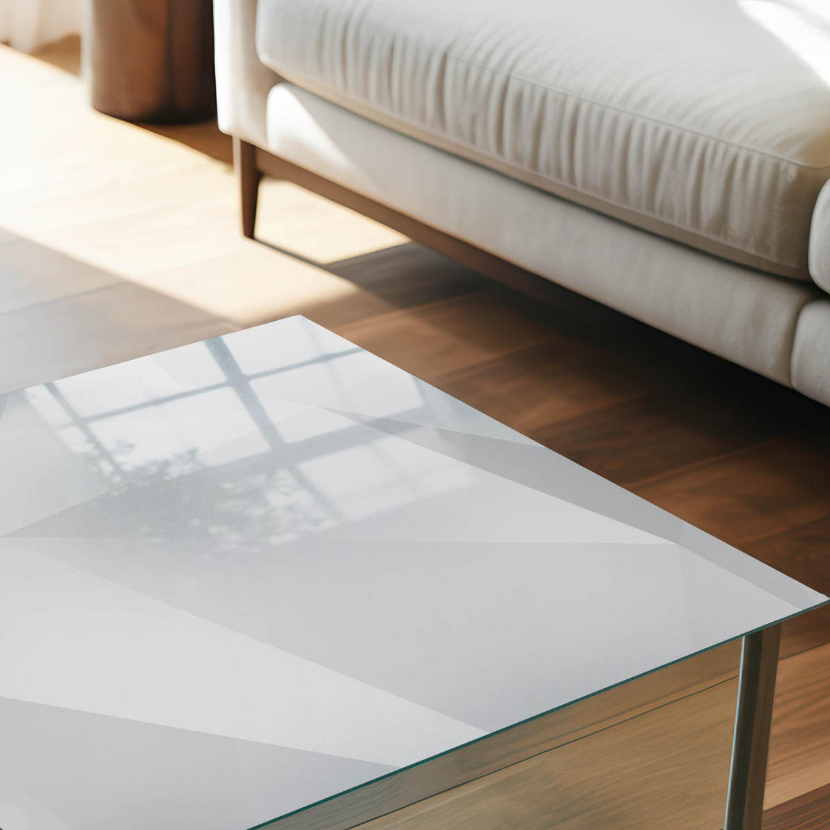TISCHPLATTE 50x50 cm – Subtile Geometrie - Grau, Glas (50/50/0.4cm) - Wallfluent