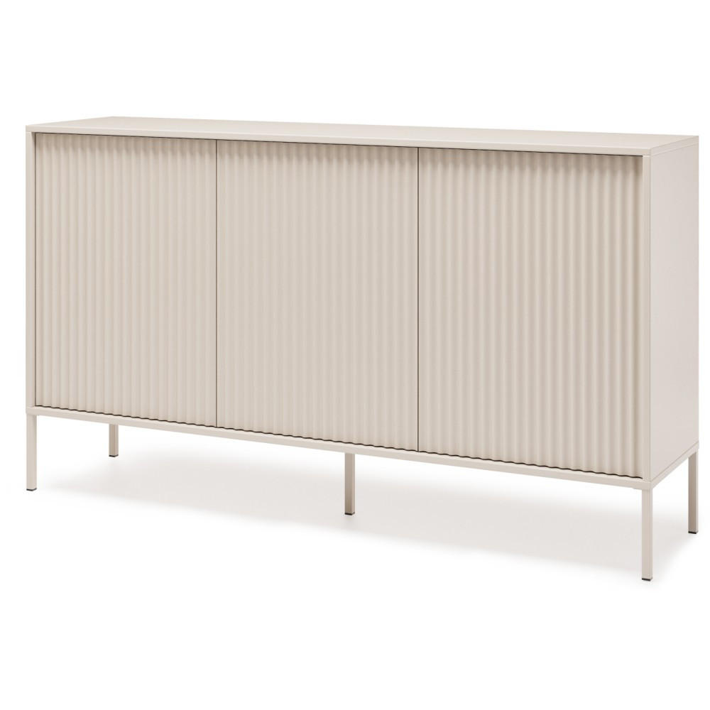 Beautysofa KOMODA Noto se 3 dvířky a drážkovanými čely, 154 cm