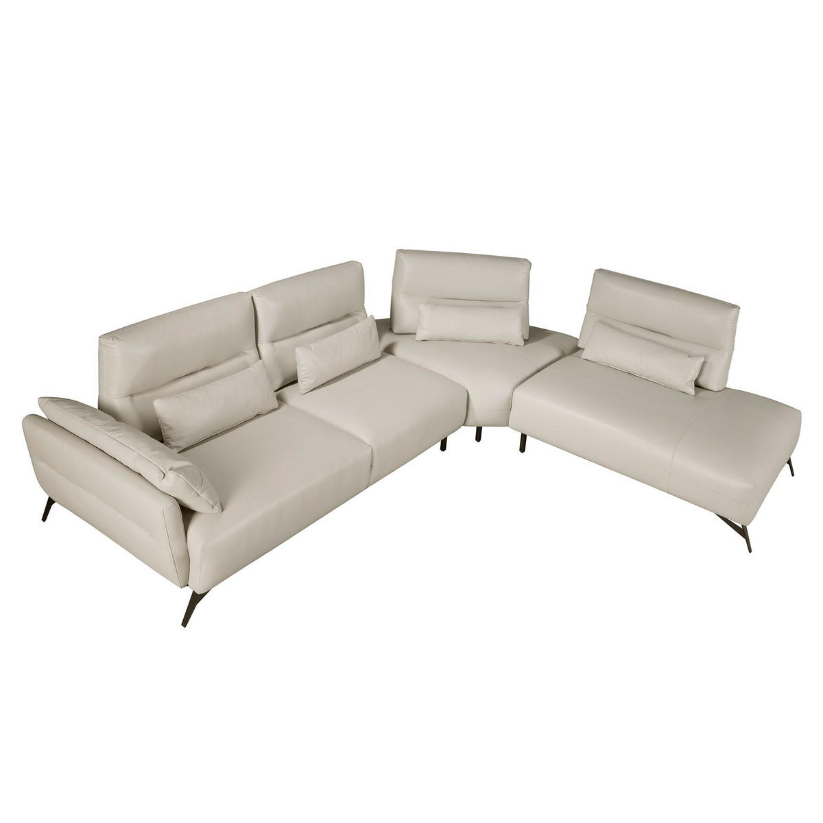 ECKSOFA Rechtes Chaiselongue-Sofa sandfarbenes Leder 341/254/94 cm - Beige, Leder/Metall (341/254cm) - ANGEL CERDA