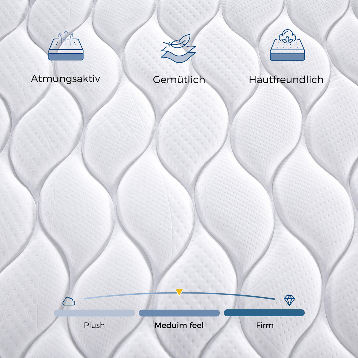 TASCHENFEDERKERNMATRATZE 140/200 cm H3, 20 cm hoch, 7 Zonen, mit Lyocellbezug - Grau, Textil (140/200cm)