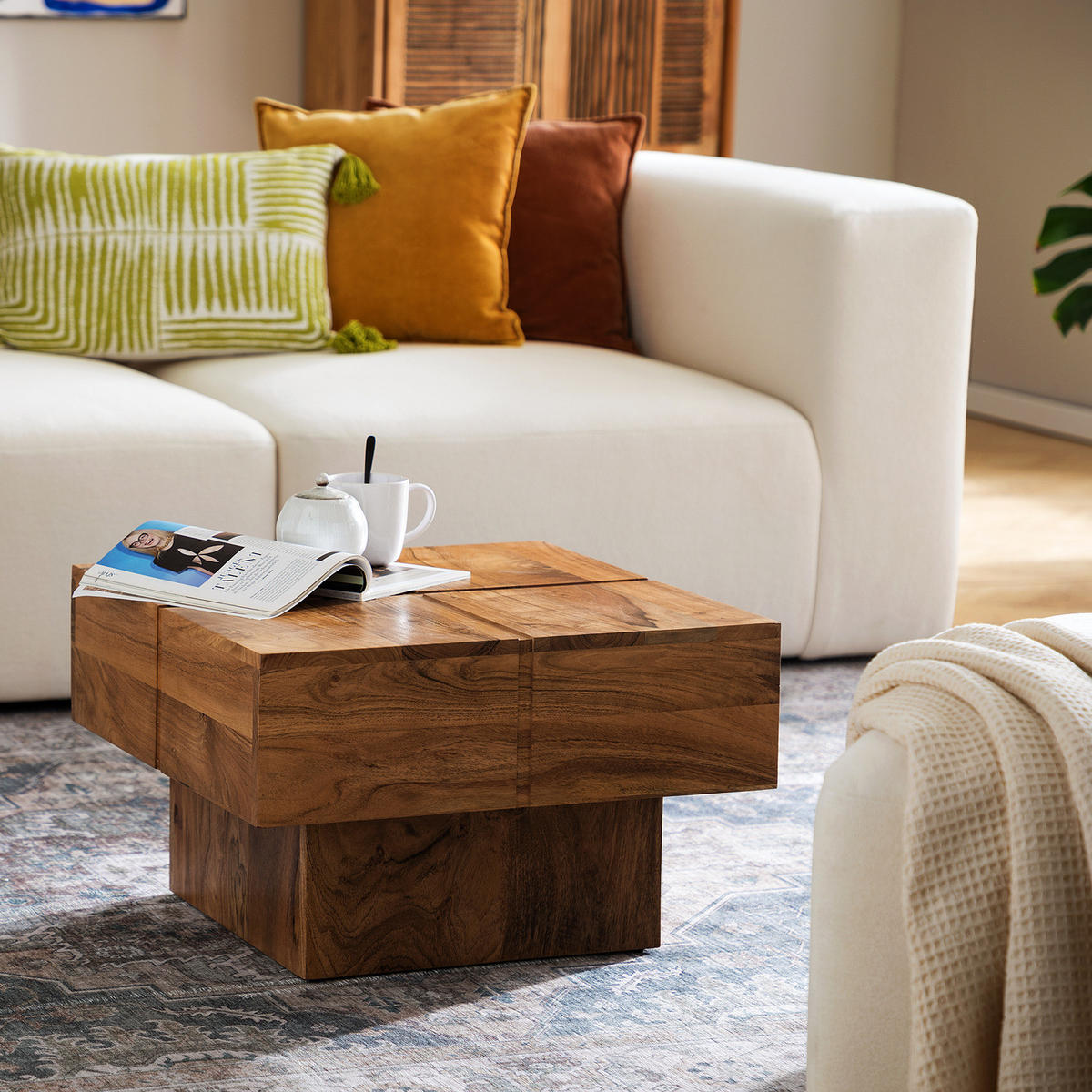 COUCHTISCH - Mango massiv - Akaziefarben, Holz (58/58/35cm) - home24