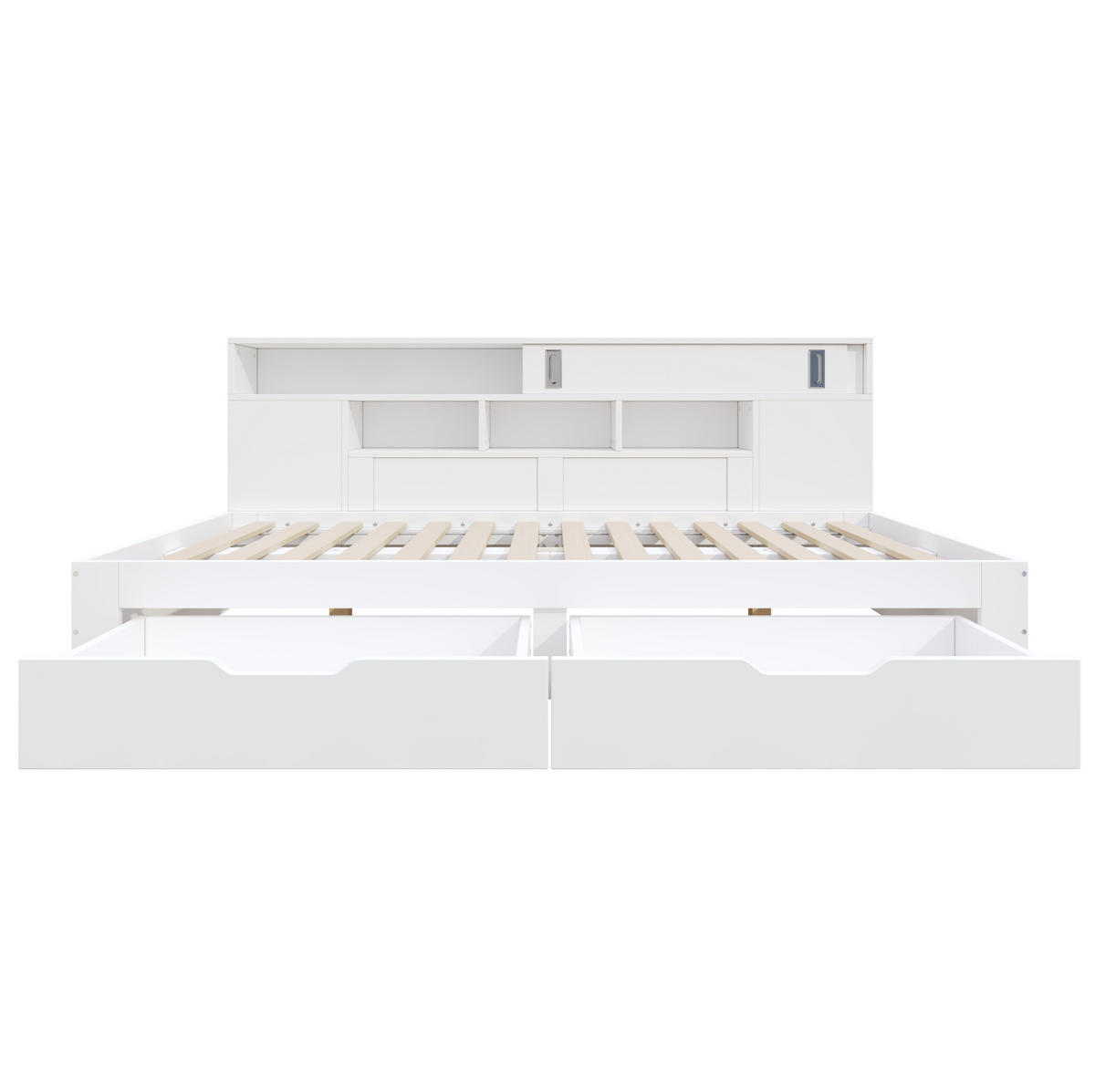 DETSKÁ posteľ 140/190 cm s úložnými zásuvkami, policami a skrinkou z MDF, Biela - biela, kompozitné drevo (140/190cm) - Redom