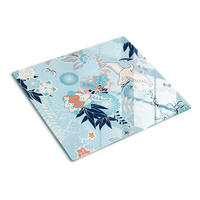 GLASPLATTE 60x52 cm Kranich und Blumen - Blau, Glas (60/0.4/52cm) - TULUP