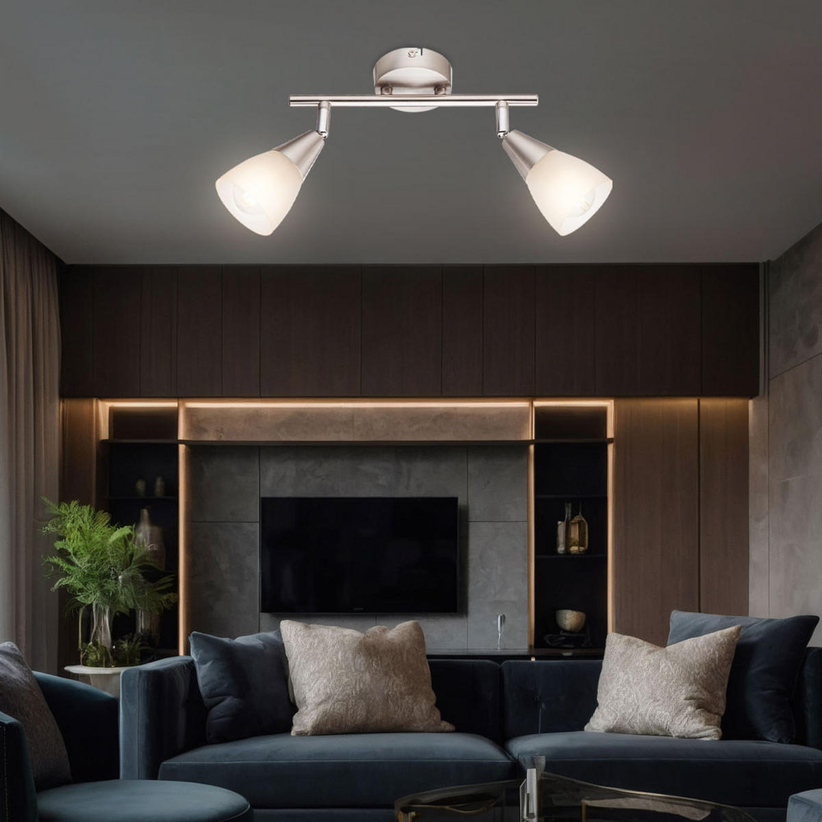 DECKENLEUCHTE Nickel Matt Silber - Silberfarben, Metall (25.5/8/19cm) - Globo Lighting