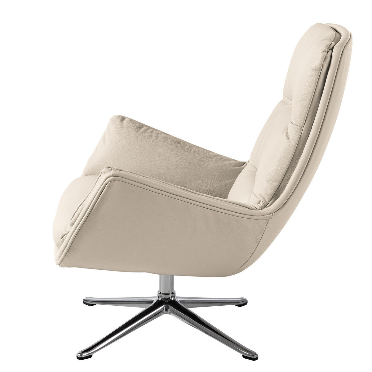 SESSEL mit Kreuzfuß - Chromfarben/Hellgrau, Leder/Metall (83/95/97cm) - home24