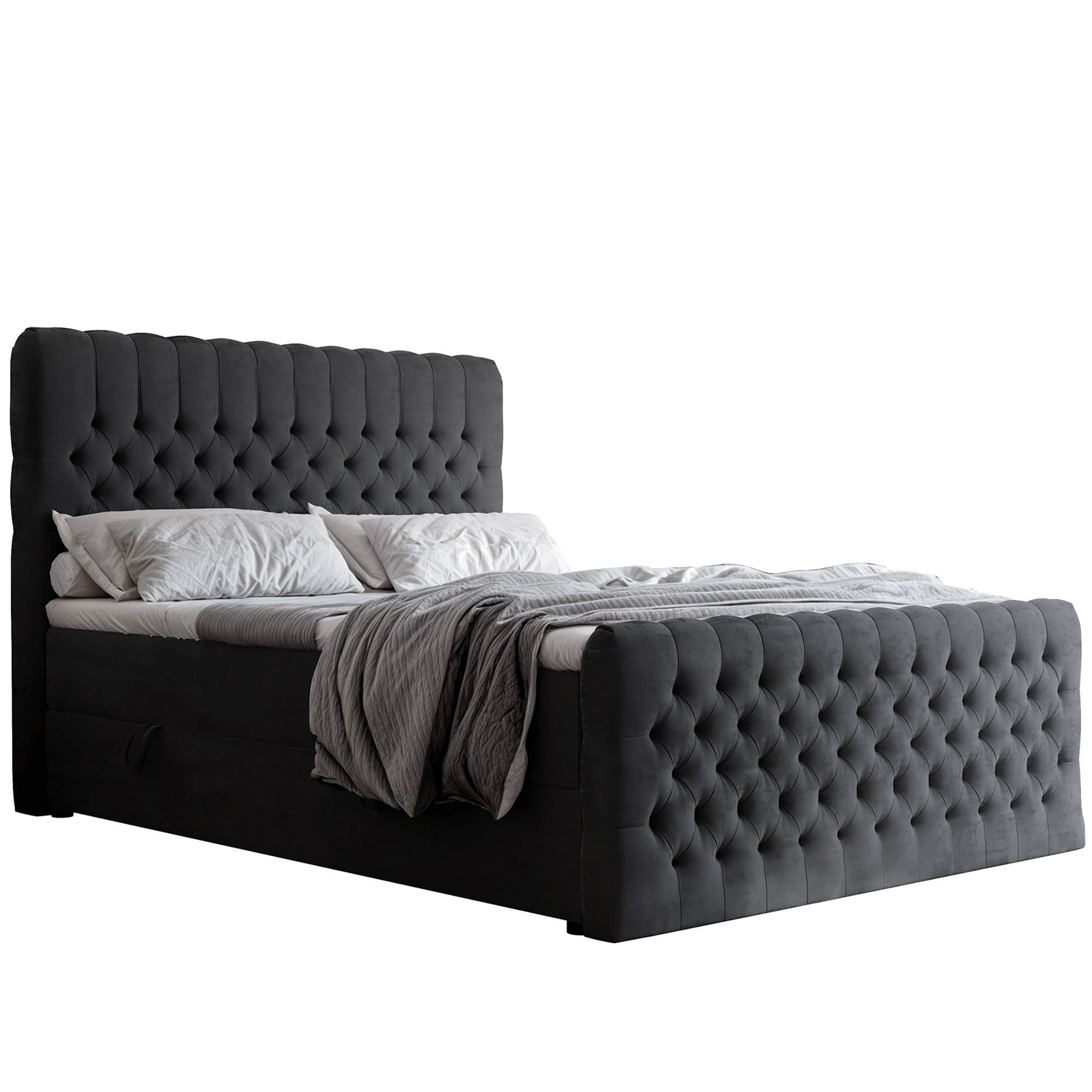 BOXSPRINGBETT 120x200 cm mit Topper - Schwarz, Holzwerkstoff/Textil (120/200cm) - Idohome