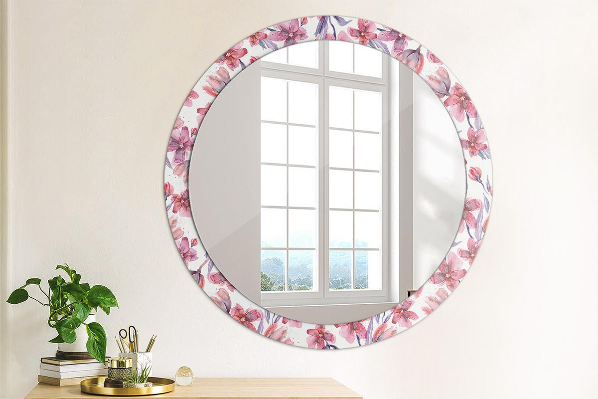 SPIEGEL Rund Ø 90 cm mit Aufdruck - Pink, Glas (90/90/0.4cm) - Wallfluent
