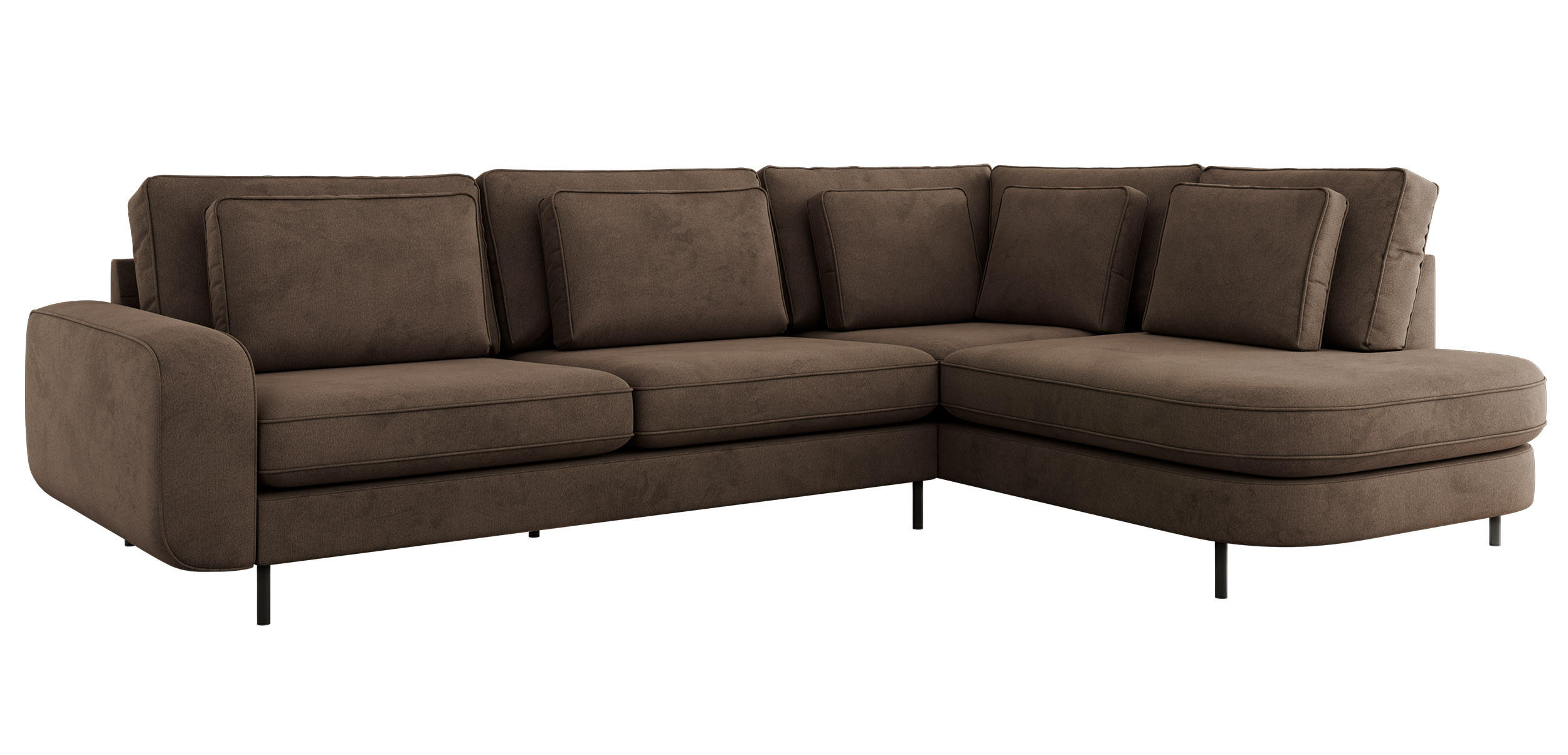 ROHOVÁ SEDAČKA CALENO L - Hnědá Samet - Levá Strana - černá/hnědá, kov/textil (317/225cm) - MKS