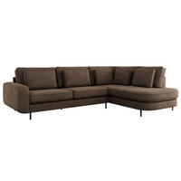 ROHOVÁ SEDAČKA CALENO L - Hnědá Samet - Levá Strana - černá/hnědá, kov/textil (317/225cm) - MKS