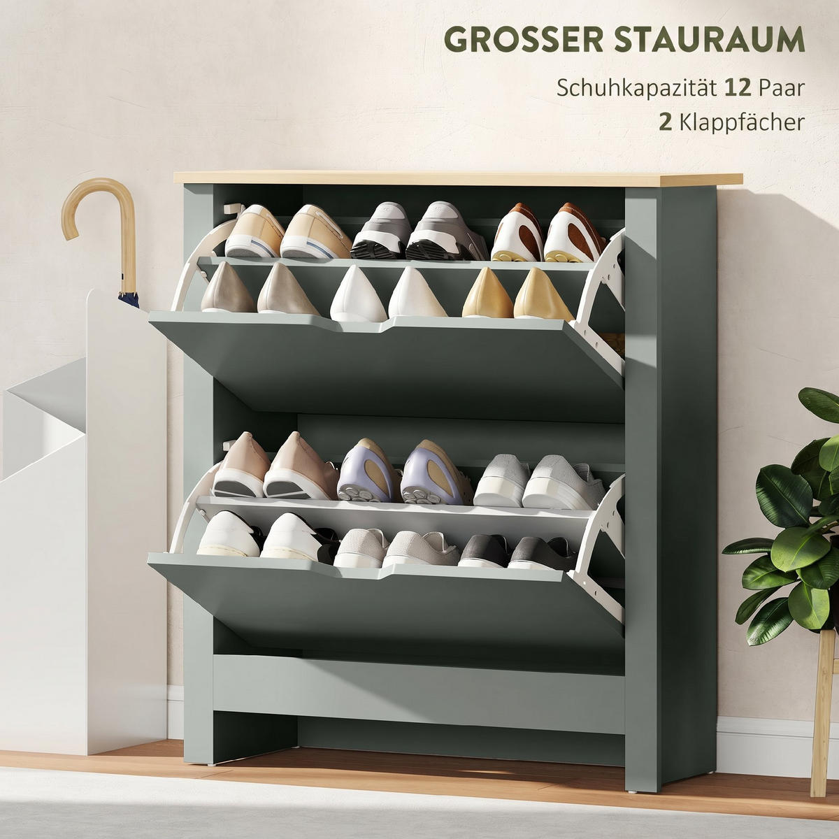 SCHUHSCHRANK Hellgrau 26.0/72.0/80.0 cm - Hellgrau, Holzwerkstoff (72/80/26cm)