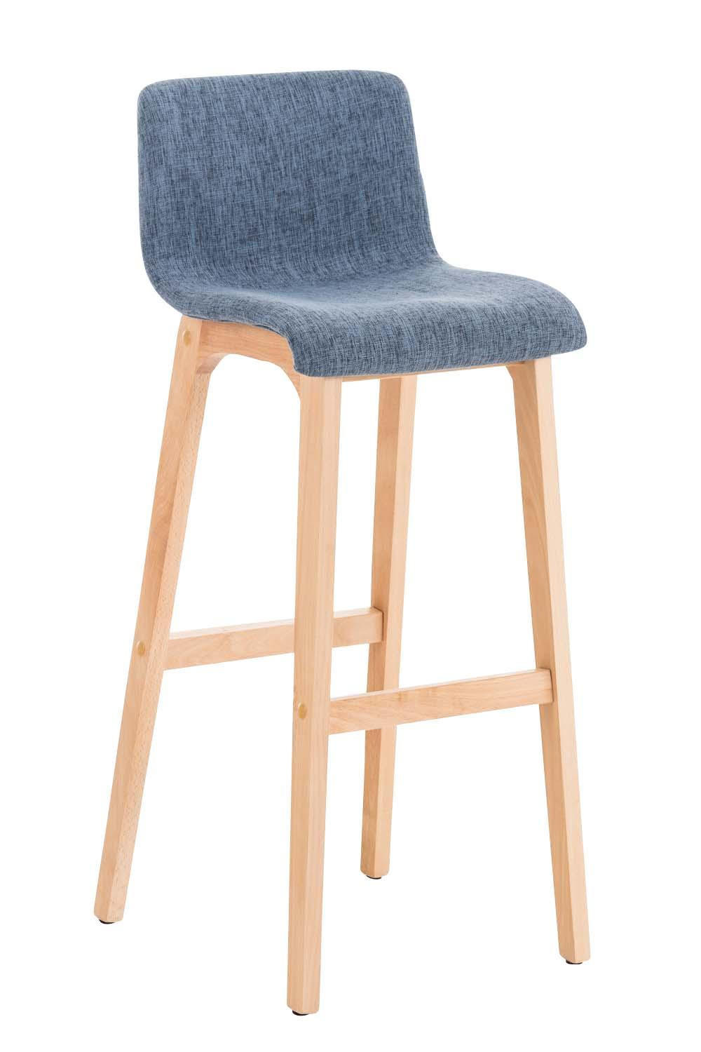 BARHOCKER Stoff blau - Blau/Eukalyptusholzfarben, Holz/Textil (41/101/46cm) - CLP
