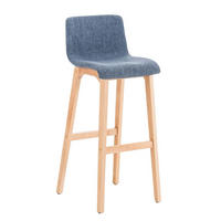 BARHOCKER Stoff blau - Blau/Eukalyptusholzfarben, Holz/Textil (41/101/46cm) - CLP