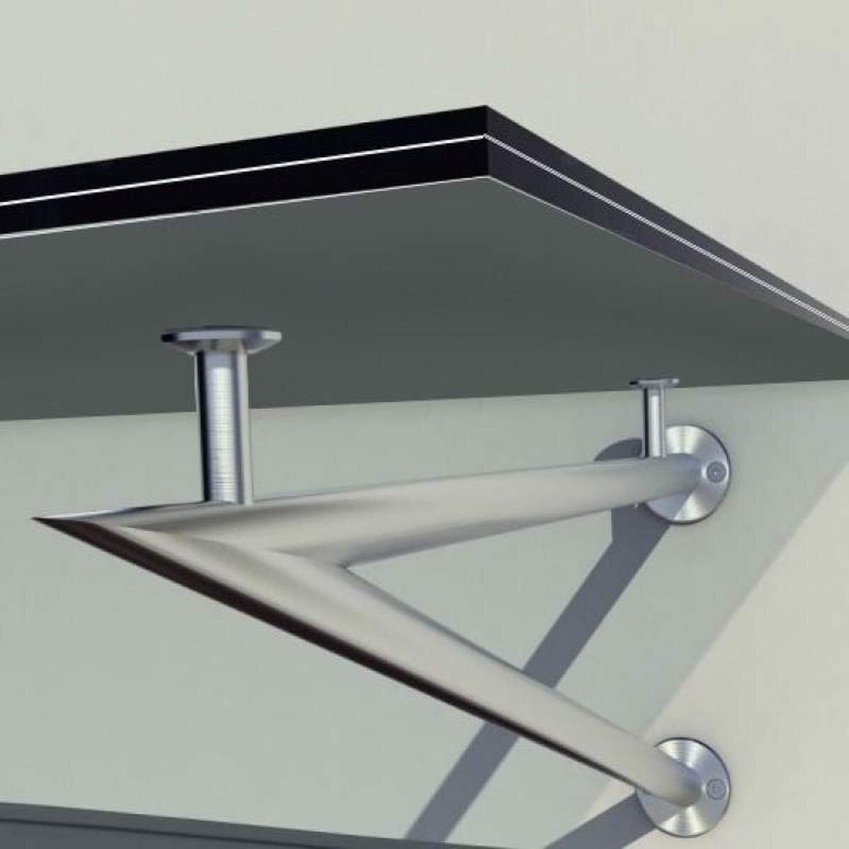 GLASVORDACH 230x90 cm Sicherheitsglas Edelstahl Grauglas V-Silber - Grau, Glas (230/1.31/90cm) -  Glaswerk Westfalen