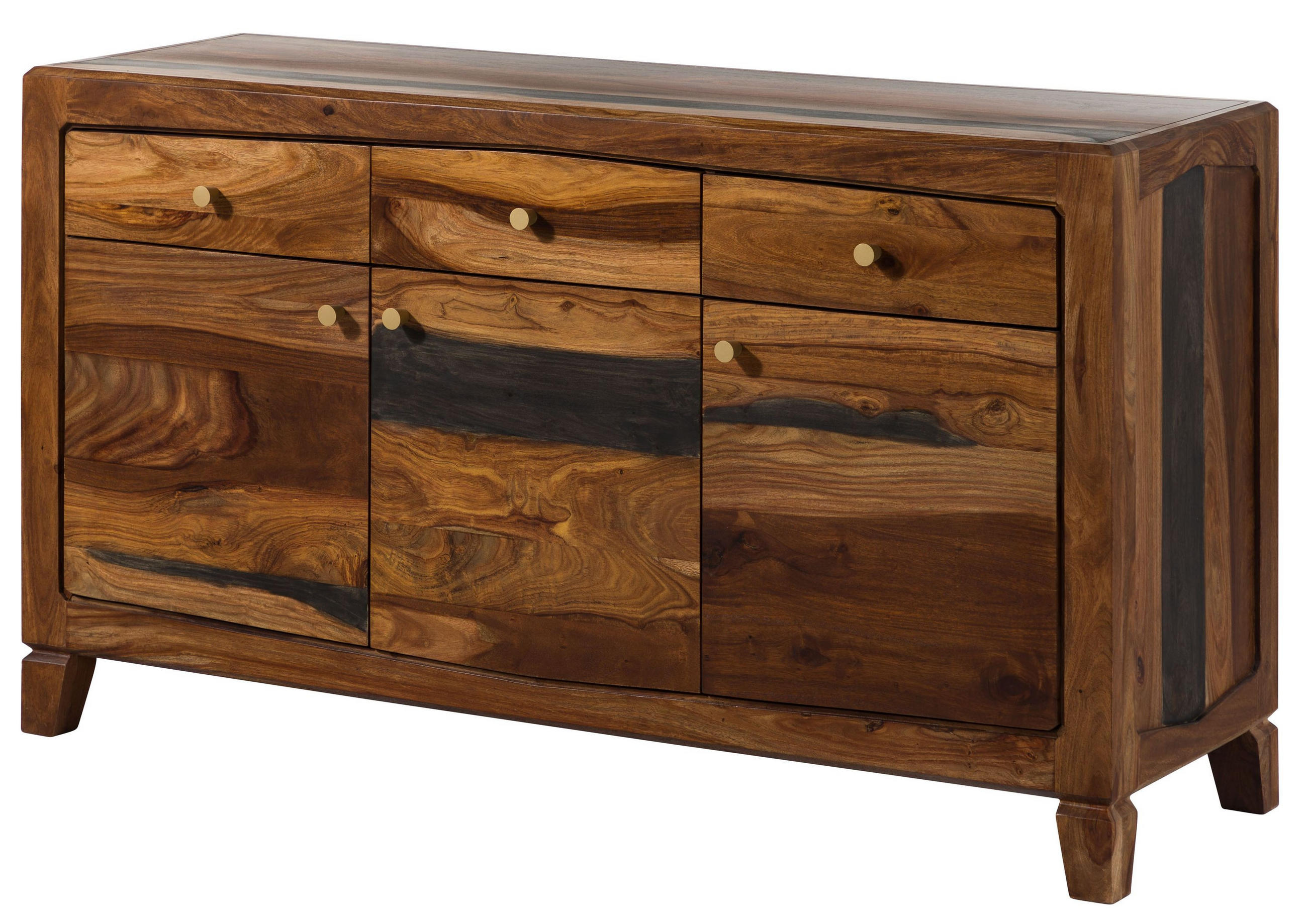 SIDEBOARD Sheesham 140x45x80 dunkelbraun lackiert ANCONA #222 - Dunkelbraun, Holz (140/80/45cm) - Massivmoebel24