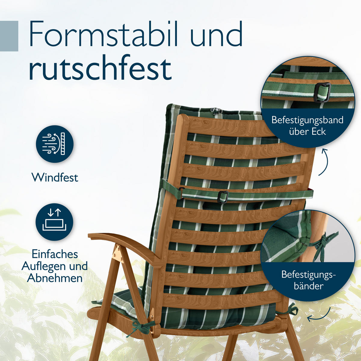 HOCHLEHNER Sun-HL 119x50x8cm Grün-Kariert (5tlg) - Dunkelgrün, Textil (50/120cm) - Beautissu 