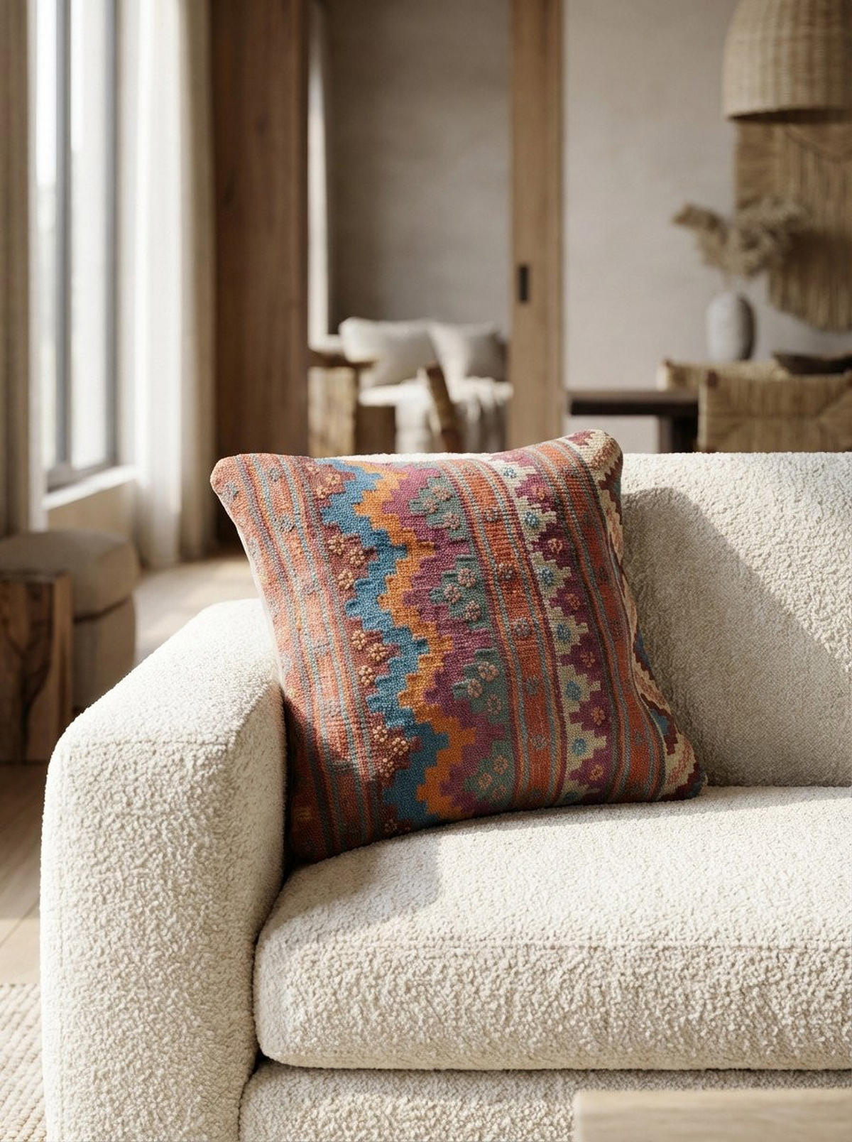 KELIM-KISSEN Mehrfarbig 50/50 cm Schurwolle - Multicolor, Textil (50/50cm) - Looma