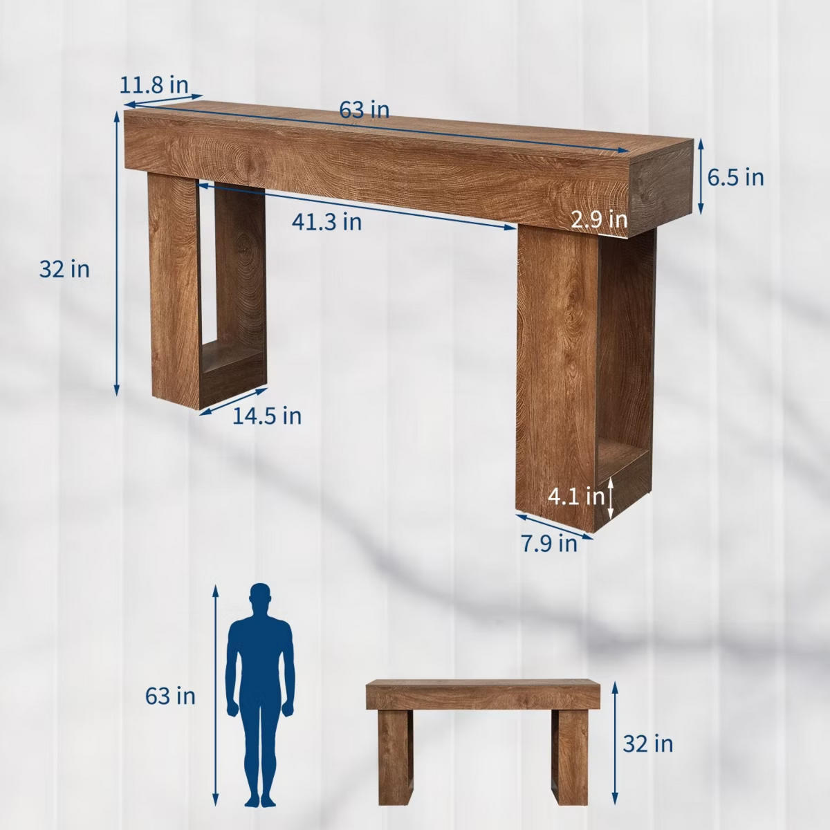 KONSOLENTISCH Holzoptik Natur 160×35 cm - Ahornfarben, Holzwerkstoff (35/160/76cm) - Quality Elegance