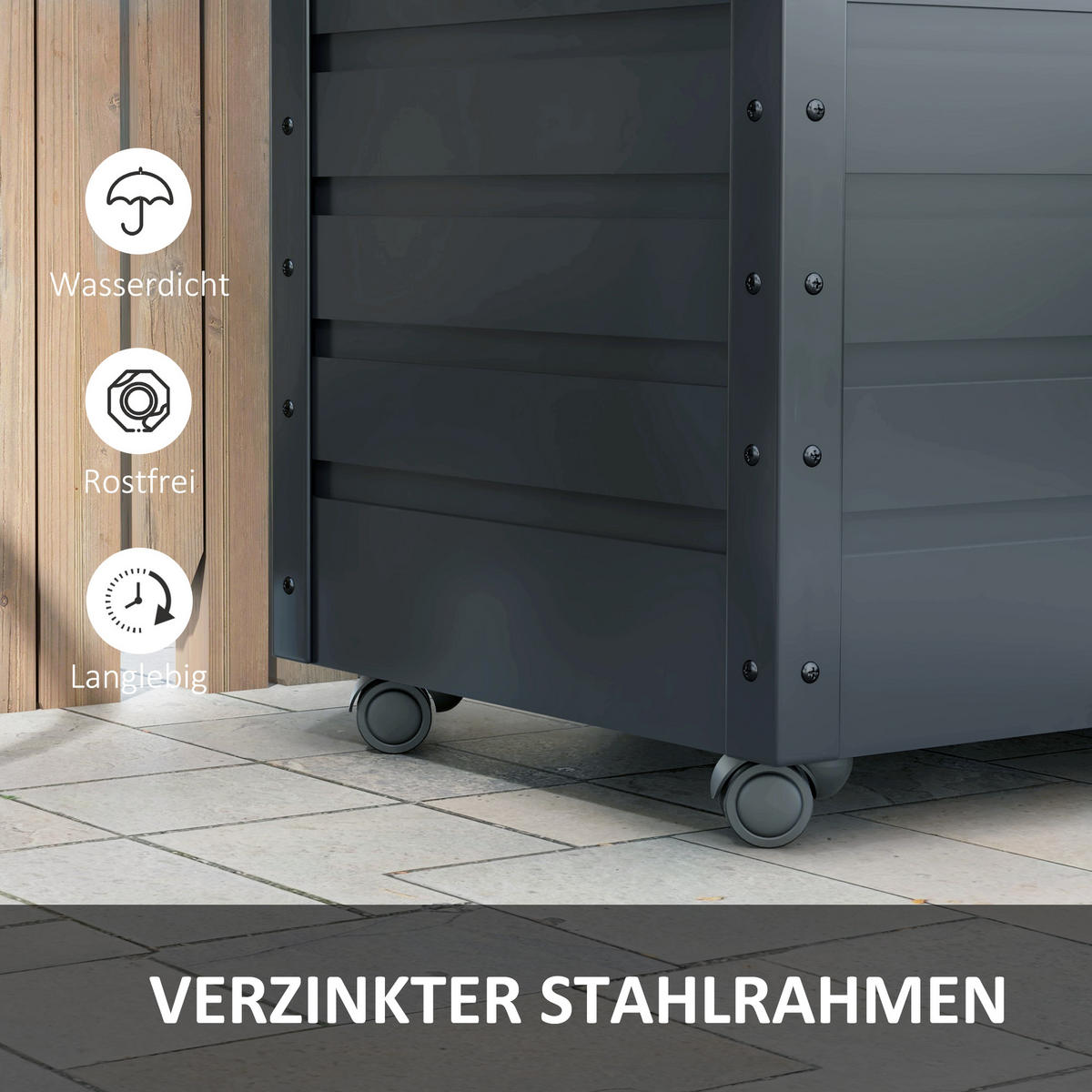 GARTENBOX Aufbewahrungsbox Dunkelgrau - Grau, Metall (62/65/100cm) - ComfortXL