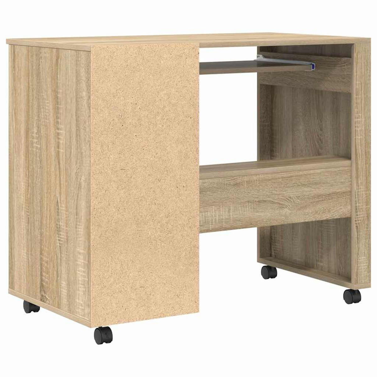 TISCH Mit Rädern Sonoma-Eiche 91/50/77 Cm Holzwerkstoff - Braun, Holzwerkstoff (91/50/77cm) - vidaXL