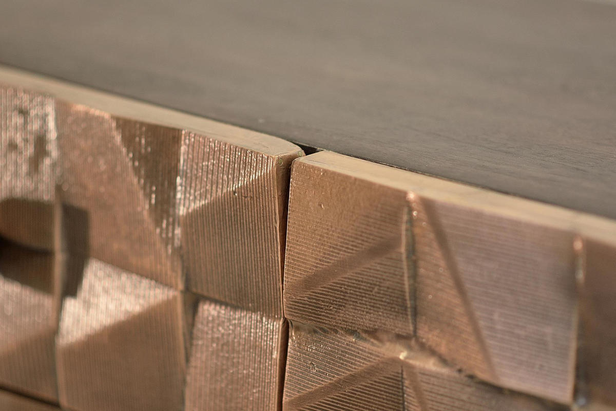 SIDEBOARD aus Mangoholz und Bronze - Dunkelbraun, Holz (42/80/142cm) - Giner y Colomer