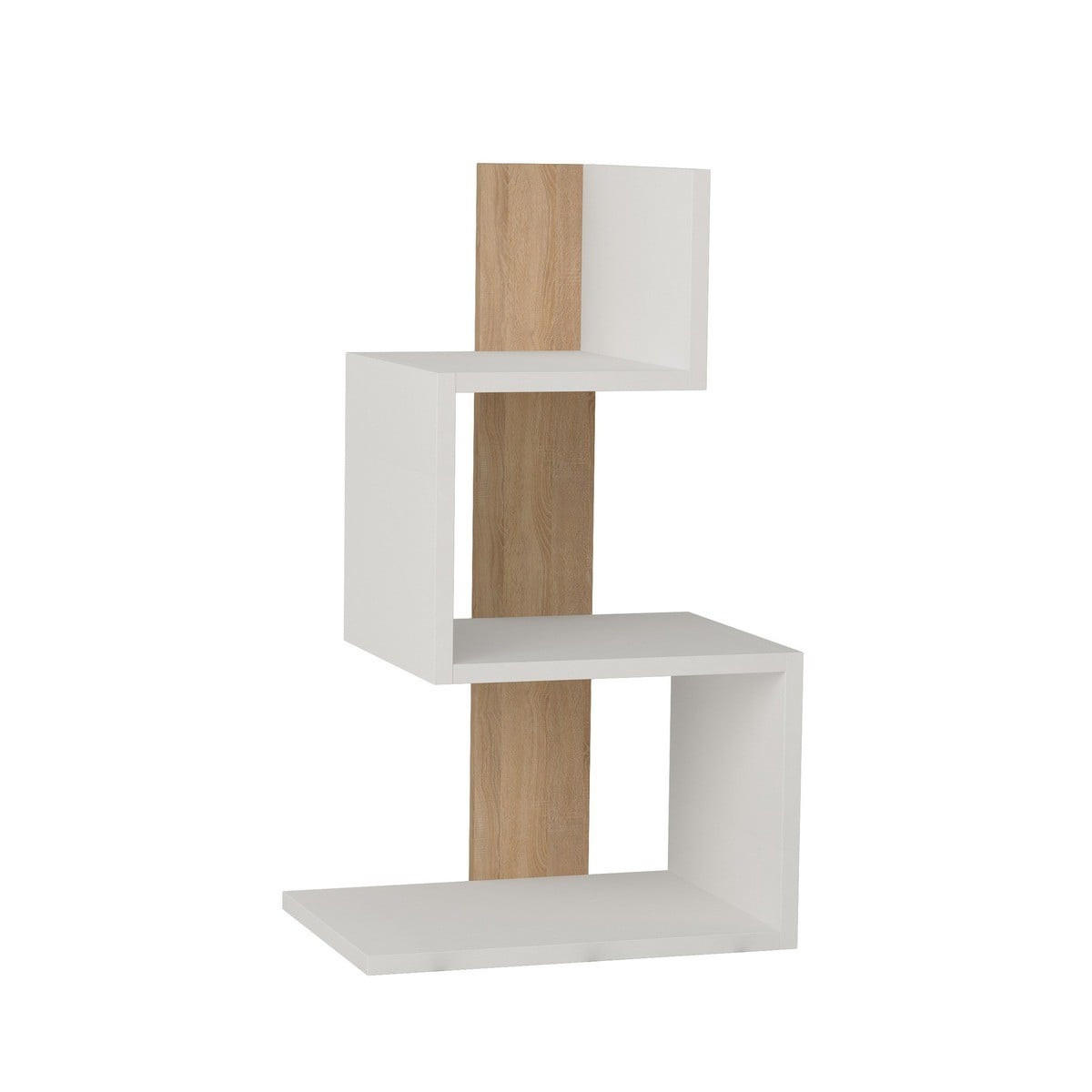 NACHTTISCH Weiß und Holzdekor Eiche L42 cm – ROSIE - Weiß, Holzwerkstoff (30/72/39cm) - Calicosy