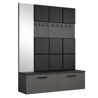 GARDEROBENSCHRANK MODULO 161,2/204/40 cm Modern Garderobe-Set Grau - Schwarz/Grau, Holzwerkstoff (161.2/204/40cm) - MASSENO