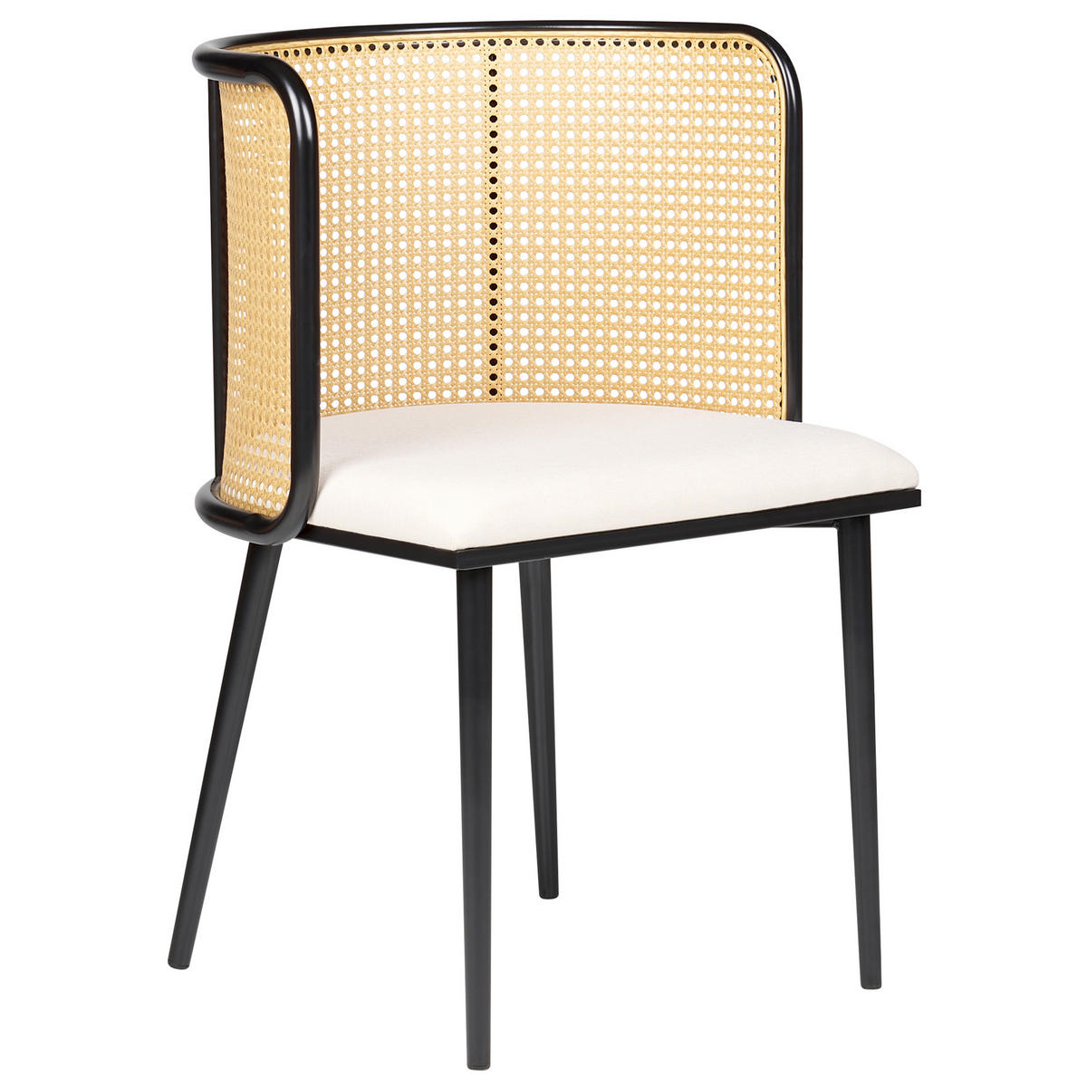 ESSZIMMERSTUHL 2er-Set Metall schwarz/beige Kobuk - Hellbraun/Beige, Metall (52/75/46cm) - Beliani