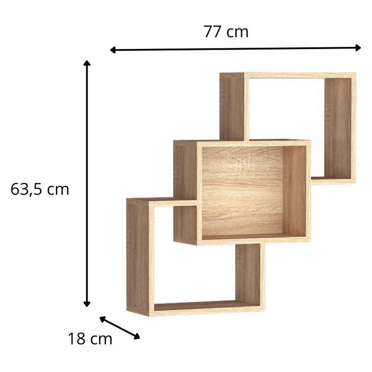 WANDREGAL Dallas D-30 77 x 63,5 x 18 cm Eiche Sonoma - Sonoma Eiche, Holzwerkstoff (77/63.5/18cm) - Koseto