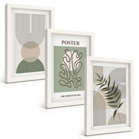BILDER SET 3er Set - 20x30 cm Weißer Rahmen - Geometrische botanische Muster - Weiß, Kunststoff (20/30cm) - TULUP