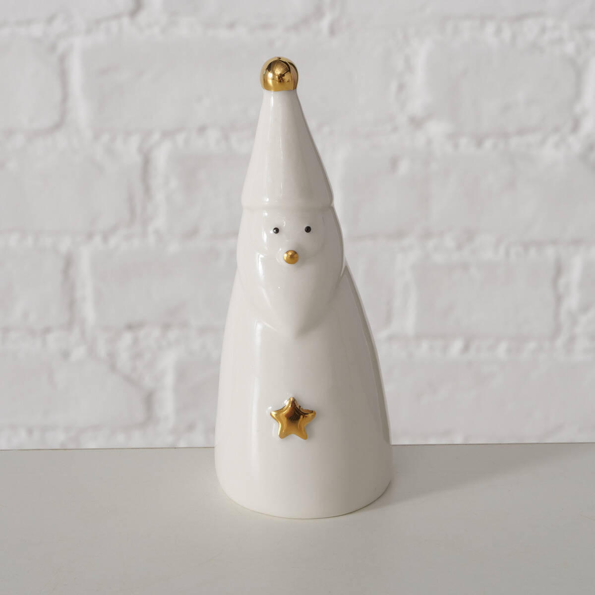 DEKOFIGUREN Weihnachtsmänner 2er-Set - Weiß, Keramik (6/12.5/6.3cm) - Boltze Home