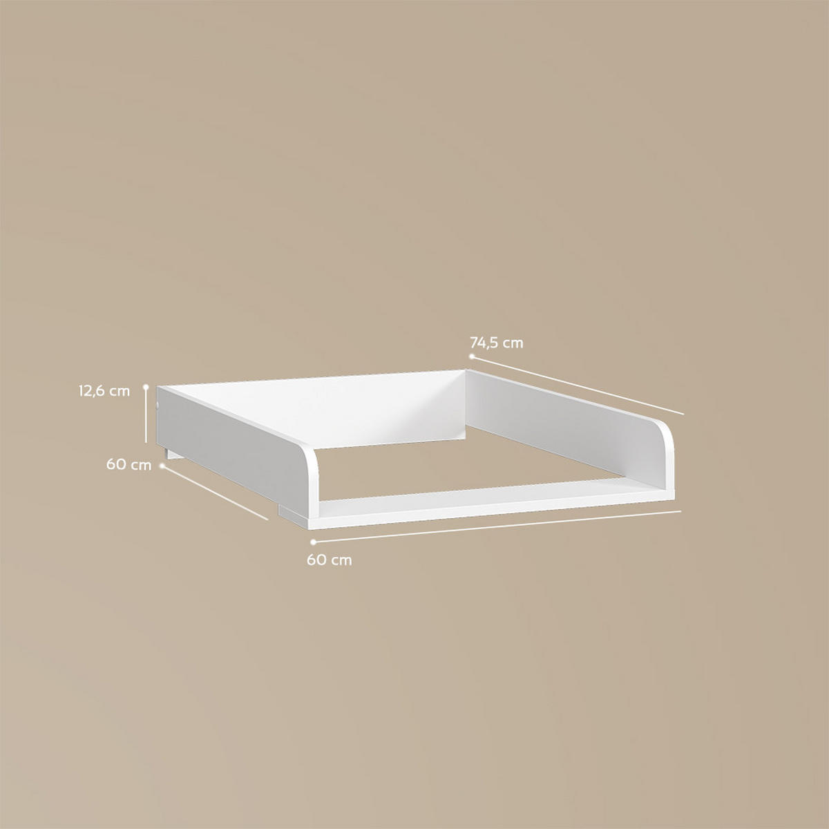 WICKELAUFSATZ Paolina Weiß 60 x 12.6 cm - Weiß, Holzwerkstoff (60/12.6/74.5cm) - Livinity®