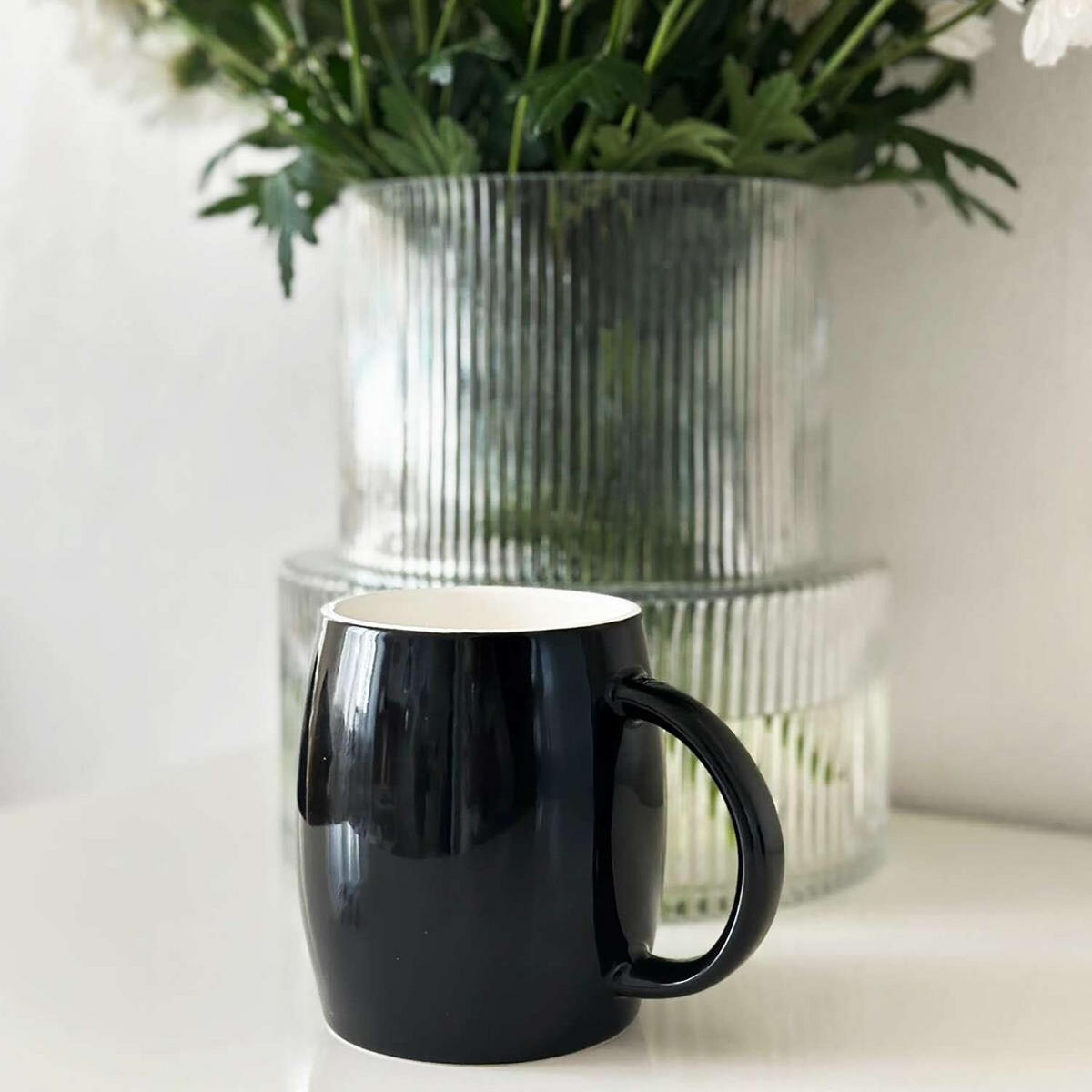 KAFFEETASSE 400ml - Schwarz, Keramik (0.4L) - Intirilife