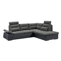 ECKSOFA mit Schlaffunktion, Armlehnfunktion und Kopfstützen - Chromfarben/Zinkfarben, Textil (219/260cm) - ed exciting design