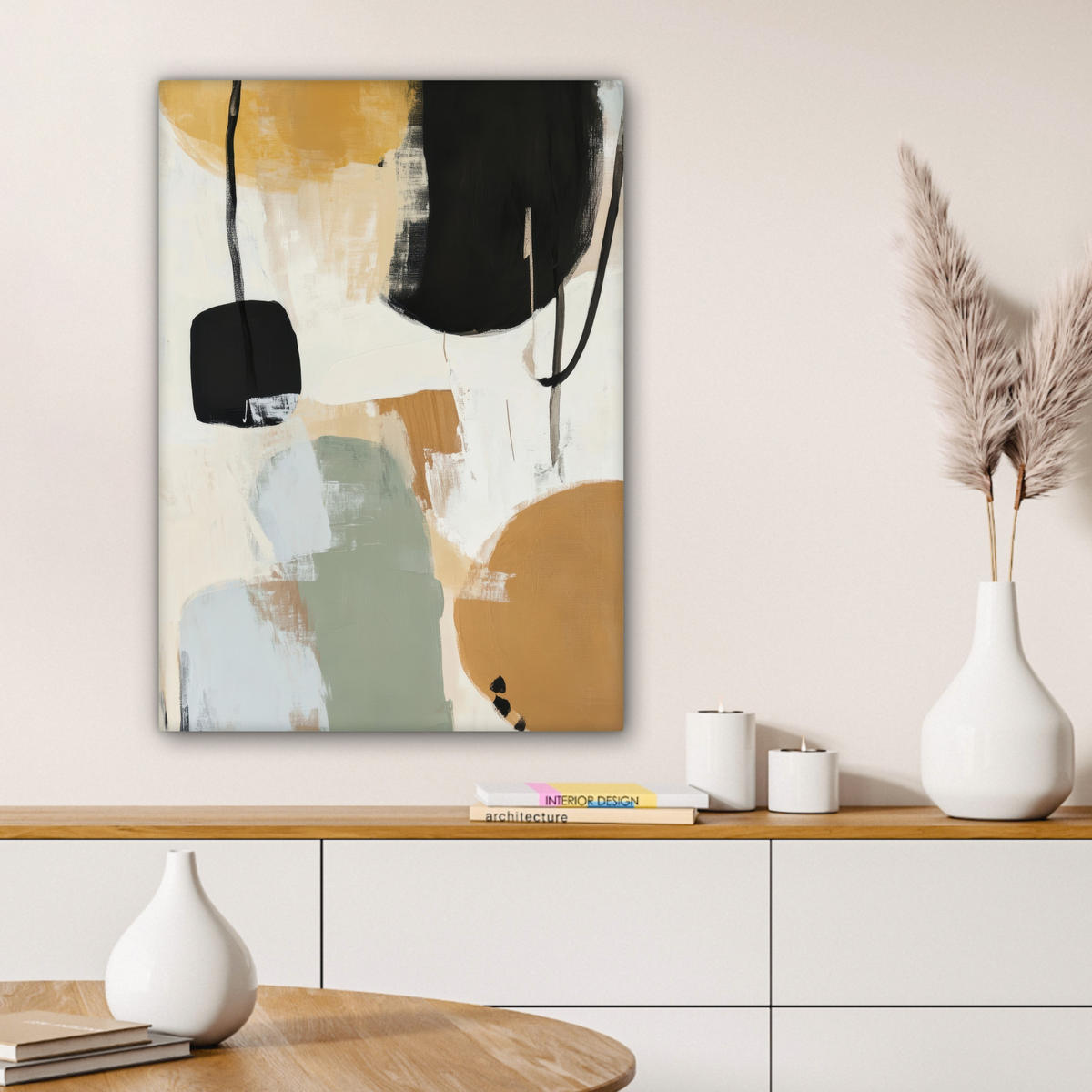 LEINWANDBILD Farbe - Abstrakt - Farben 60x80 cm - Currygelb, Textil (60/80cm) - MuchoWow