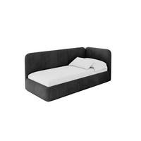 EINZELLBETT Jugendbett mit Bettkasten und Matratze H3/H4, Links - ELSY 100x200 Schwarz - Schwarz, Holzwerkstoff/Textil (100/200cm) - ALTDECOR