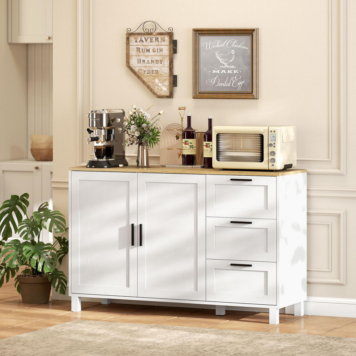 SIDEBOARD DE-11226 2 Soft-Close Türen Weiß - Weiß, Holzwerkstoff (120/76/38cm) - ComfortXL