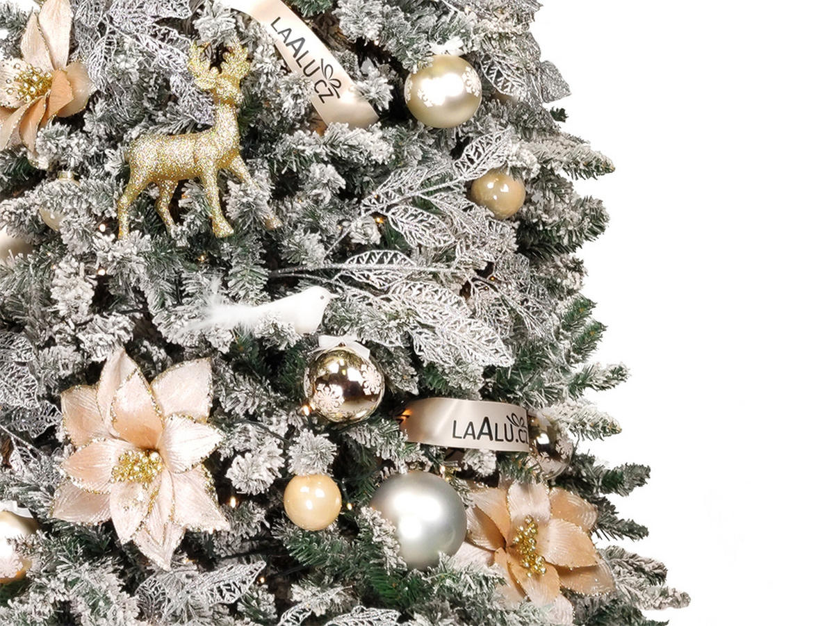 LAALU CHRISTBAUMKUGEL-SET 120 Stück in Luxusbox SOFT TONES für Weihnachtsbäume 240-270 cm - Silberfarben/Weiß, Kunststoff/Metall (55/50/75cm) - LAALU