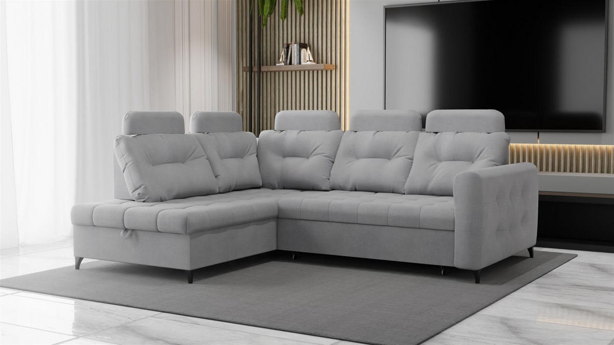 ECKSOFA Wendie - Hellgrau, Holzwerkstoff/Textil (200/250cm) - Fun Möbel