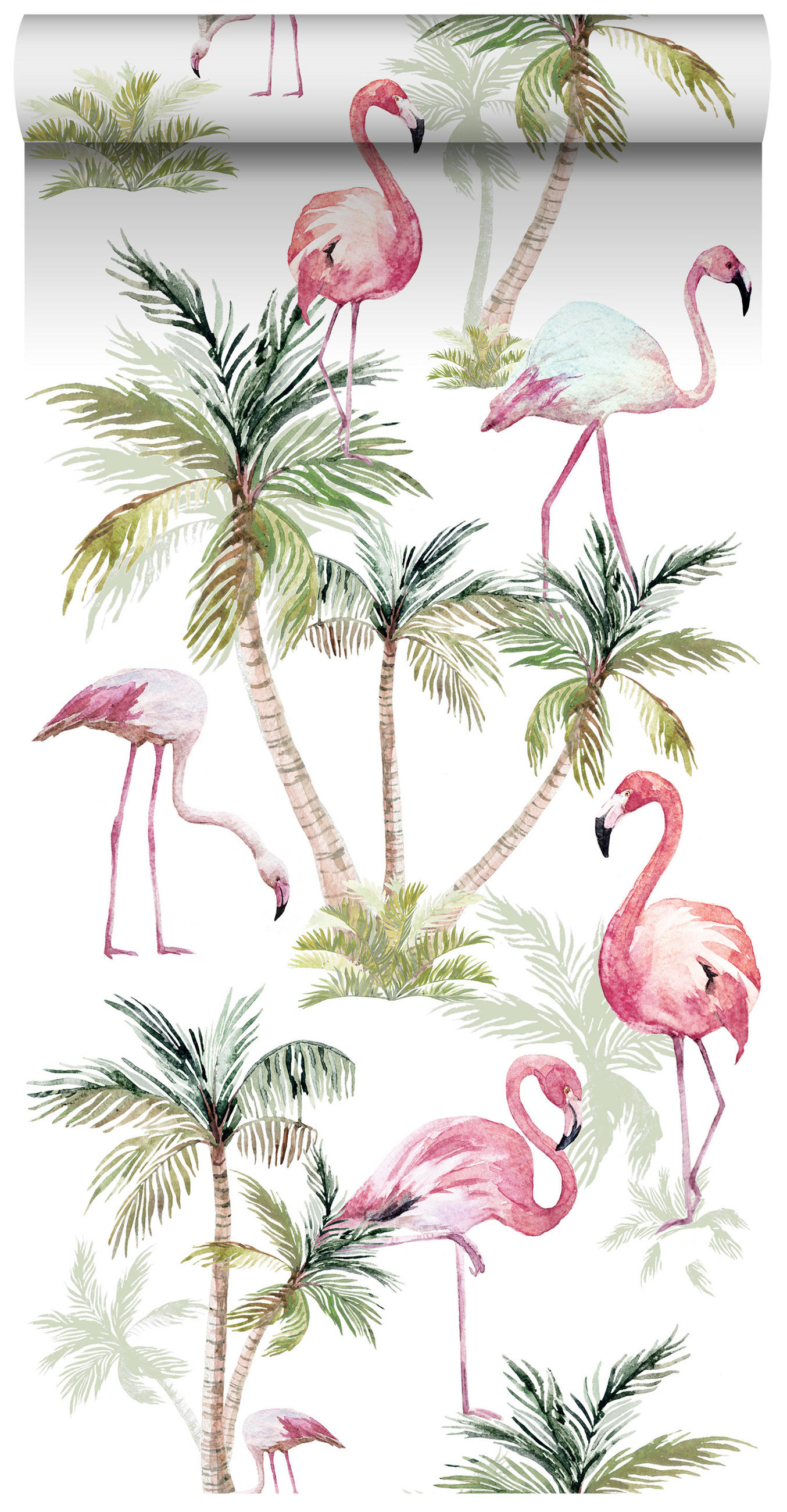 XXL-VLIESTAPETE Flamingos 50 x 900 cm - Pink, Papier (50/0.1cm) - ESTAhome