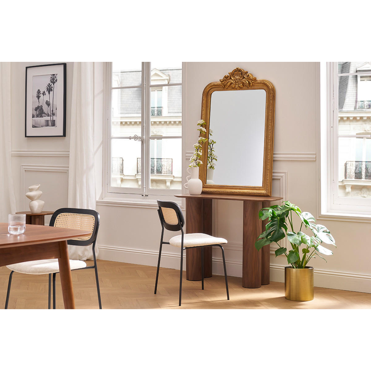 KONSOLE Dunkles Holz B100 cm FOLEEN - Walnussfarben, Holz (100/40/75.7cm) - Miliboo