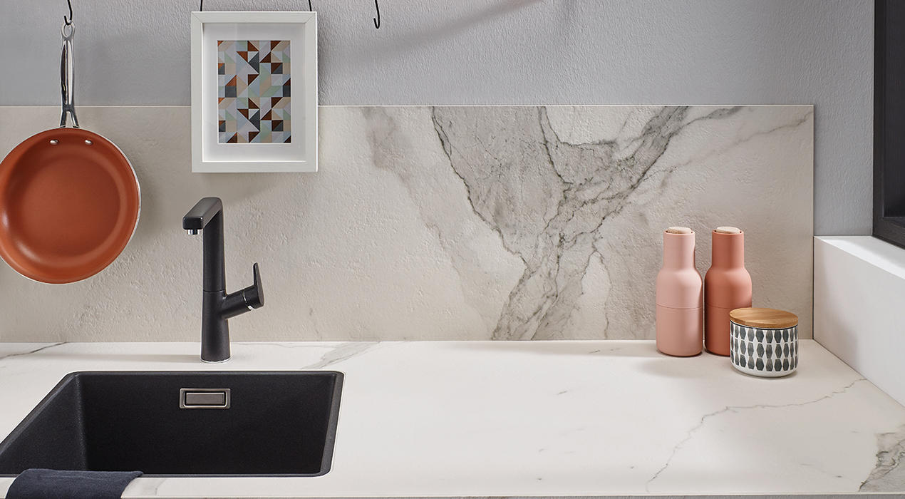 Küchenarbeitsplatte mit Waschbecken Marmor