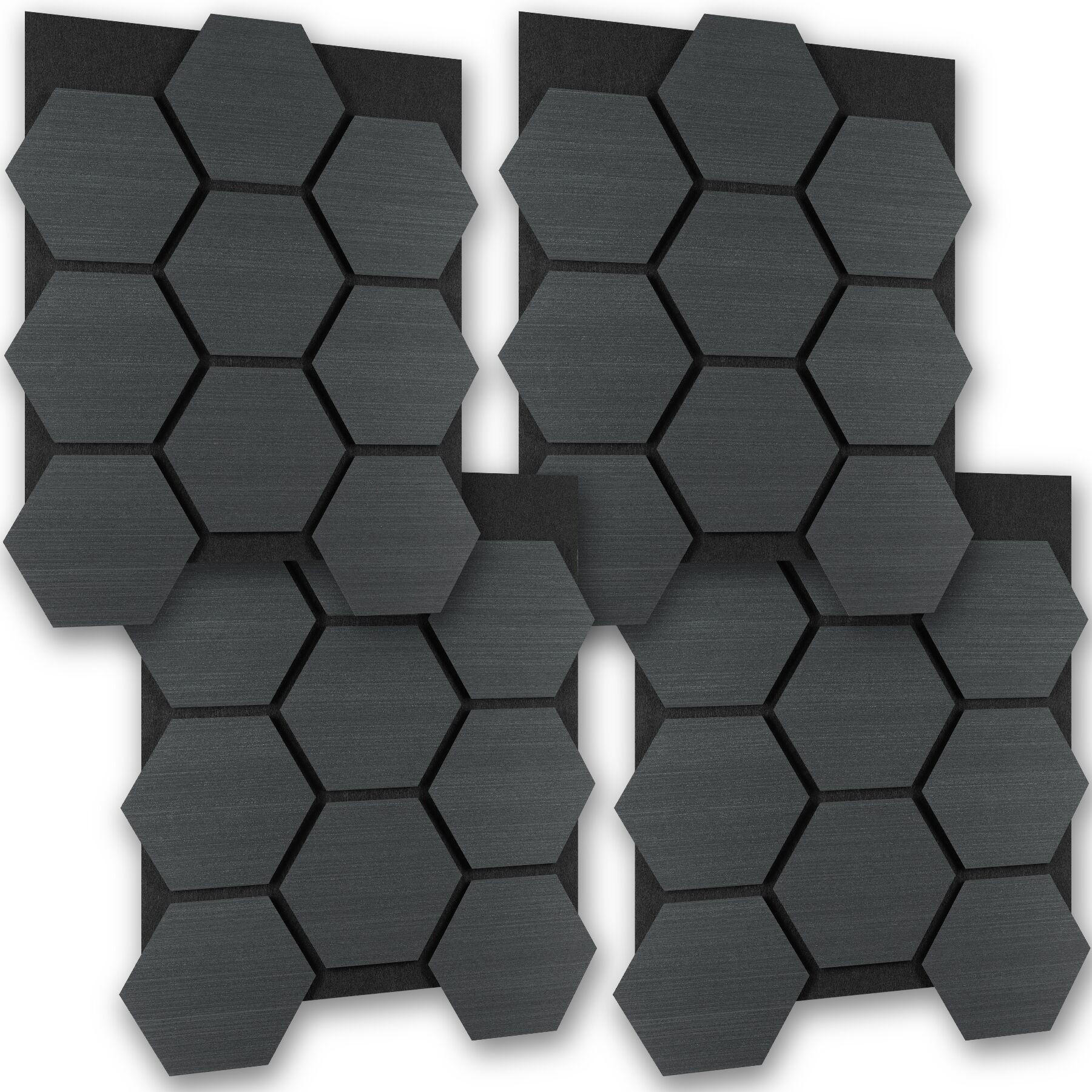 AKUSTIKPANEELE Sonic Shield, je 76 x 62 x 1,8 cm, Größe flexibel anpassbar, Eiche schwarz - Schwarz, Holz (62/1.8/76cm) - tectake