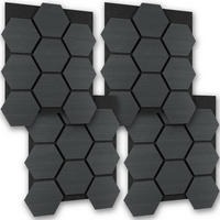 AKUSTIKPANEELE Sonic Shield, je 76 x 62 x 1,8 cm, Größe flexibel anpassbar, Eiche schwarz - Schwarz, Holz (62/1.8/76cm) - tectake