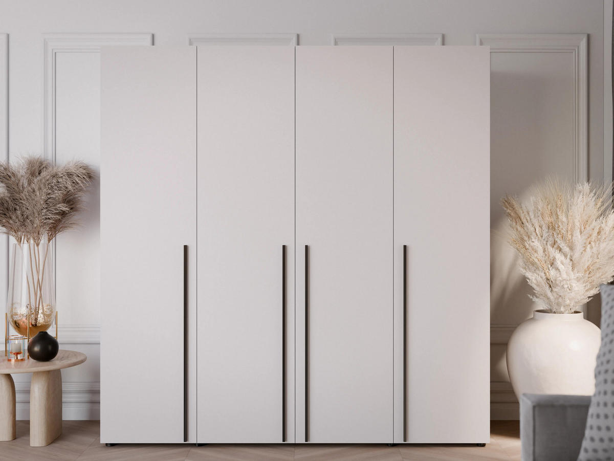 DREHTÜRENSCHRANK ARNI 4D (Cashmere, Schwarze Griffe, 200 cm) - Kaschmir/Schwarz, Holz/Holzwerkstoff (200/206/61cm) - Ravio